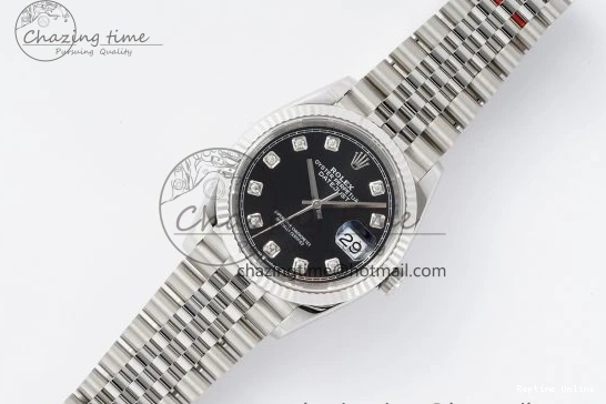 0413 Unique DateJust 36 SS 116234 VSF 1:1 Best Edition 904L Steel Black Diamonds Dial on Jubilee Bracelet VS 2089